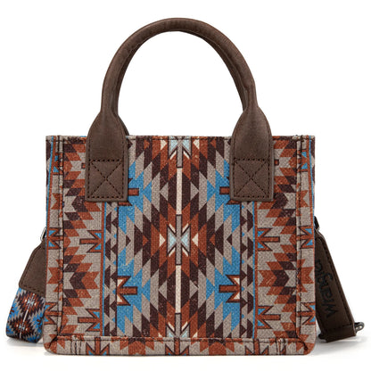 Wrangler Southwestern Pattern Dual Sided Print Mini Tote/Crossbody - Coffee