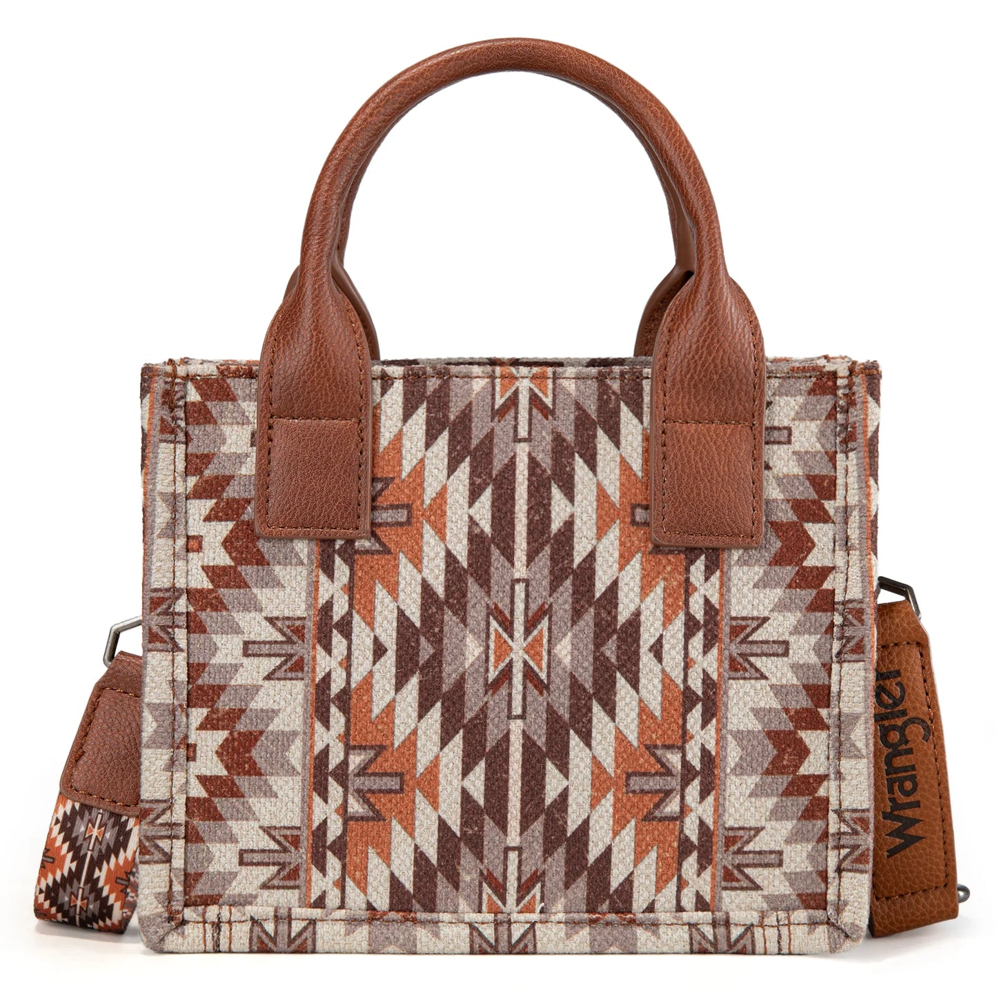 Wrangler Southwestern Pattern Dual Sided Print Mini Tote/Crossbody - Tan