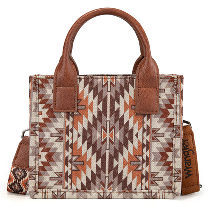 Wrangler Southwestern Pattern Dual Sided Print Mini Tote/Crossbody - Tan