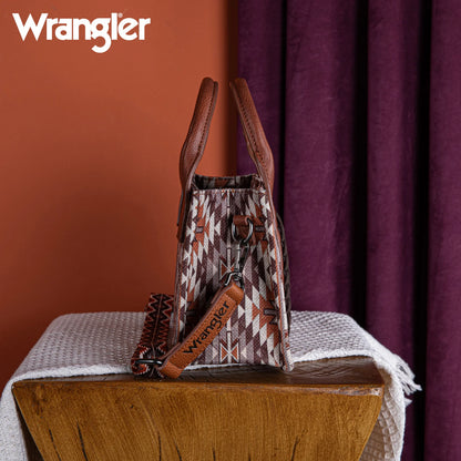Wrangler Southwestern Pattern Dual Sided Print Mini Tote/Crossbody - Tan