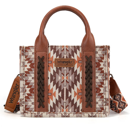 Wrangler Southwestern Pattern Dual Sided Print Mini Tote/Crossbody - Tan