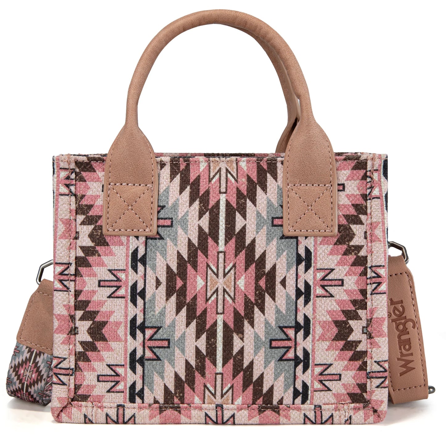 Wrangler Southwestern Pattern Dual Sided Print Mini Tote/Crossbody - DARK PINK