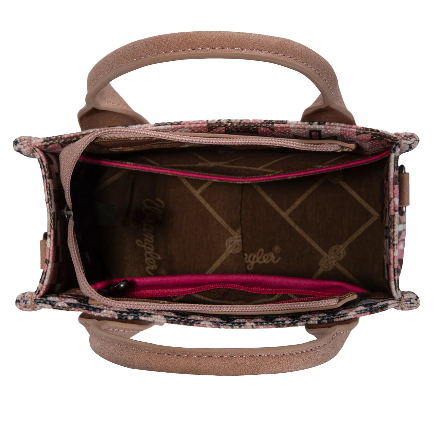 Wrangler Southwestern Pattern Dual Sided Print Mini Tote/Crossbody - Tan