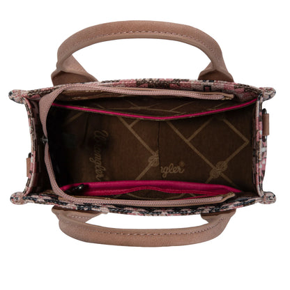 Wrangler Southwestern Pattern Dual Sided Print Mini Tote/Crossbody - Tan