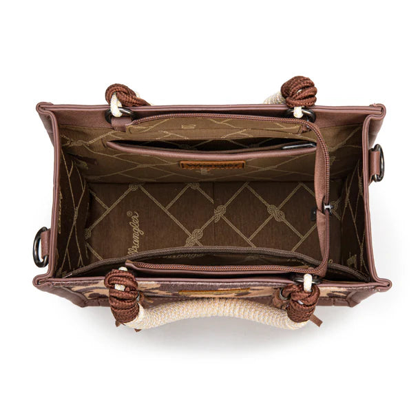 Wrangler Cow Print Tote/Crossbody - Light Coffee