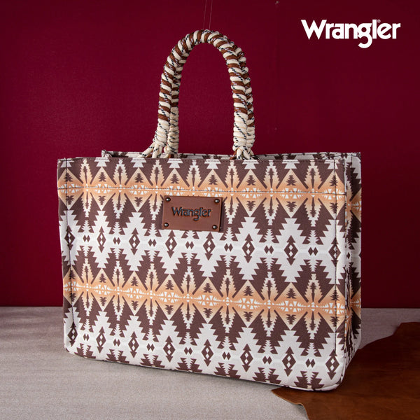 Wrangler Oversized Tote Bag Braided Handles Weekender Bag - Khaki