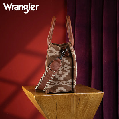 Wrangler Southwestern Print Small Canvas Tote/Crossbody - Tan