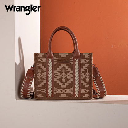 Wrangler Southwestern Print Small Canvas Tote/Crossbody - Tan