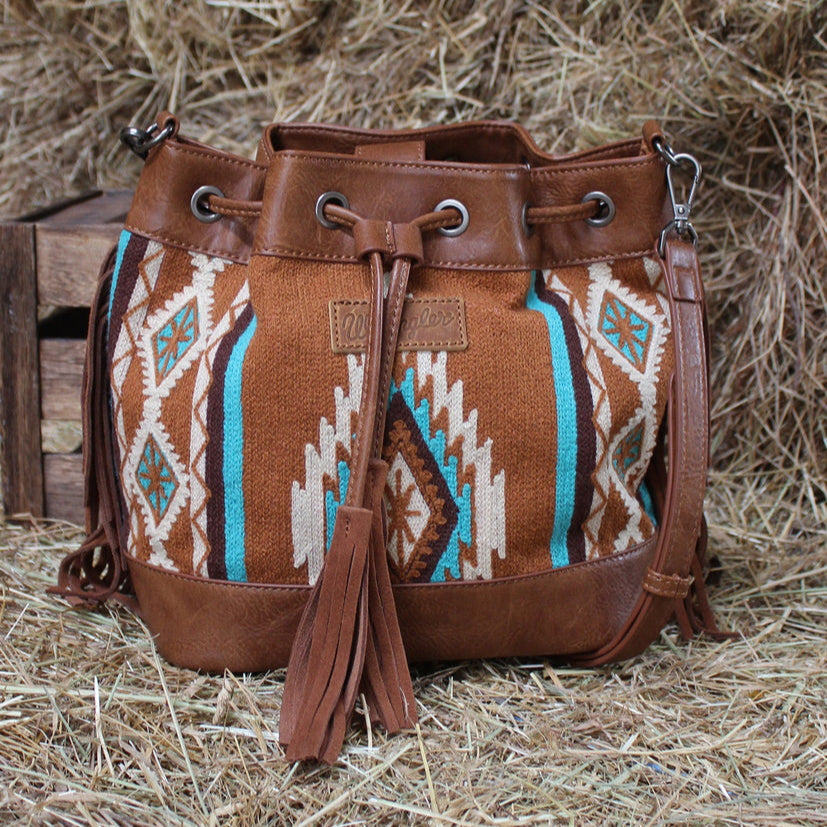 Wrangler Maya Aztec Bucket Bag -Tan