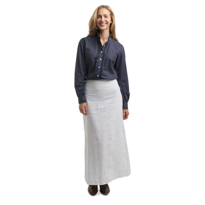 Just Country Women's Abbey Frills Full Button Print - Navy / White mini spots
