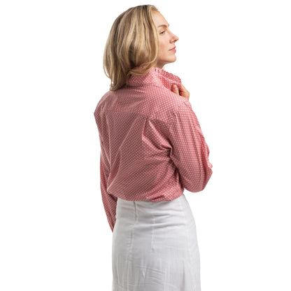 Just Country Women's Abby Frills Full Button - Rosewater & White mini spots