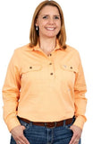 JUST COUNTRY Jahna Ladies Work Shirt Peach 1/2 Button