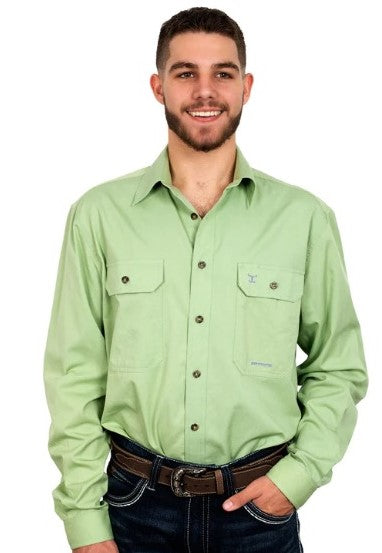 Just Country Evan Full Button Work Shirts Sage