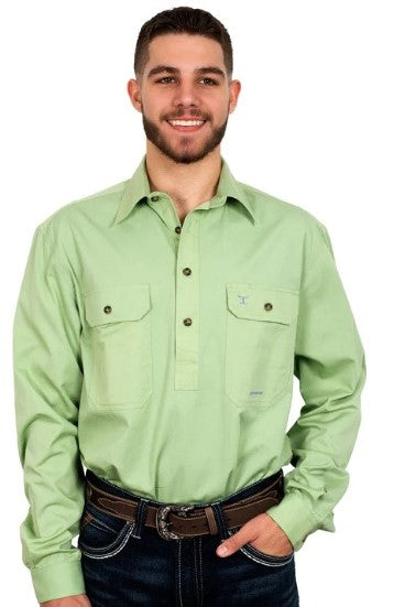 Just Country CAMERON 1/2 Button Work Shirts Sage