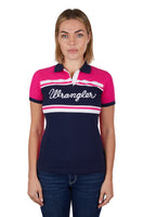 Wrangler Womens Cassy Polo - Pink/Navy