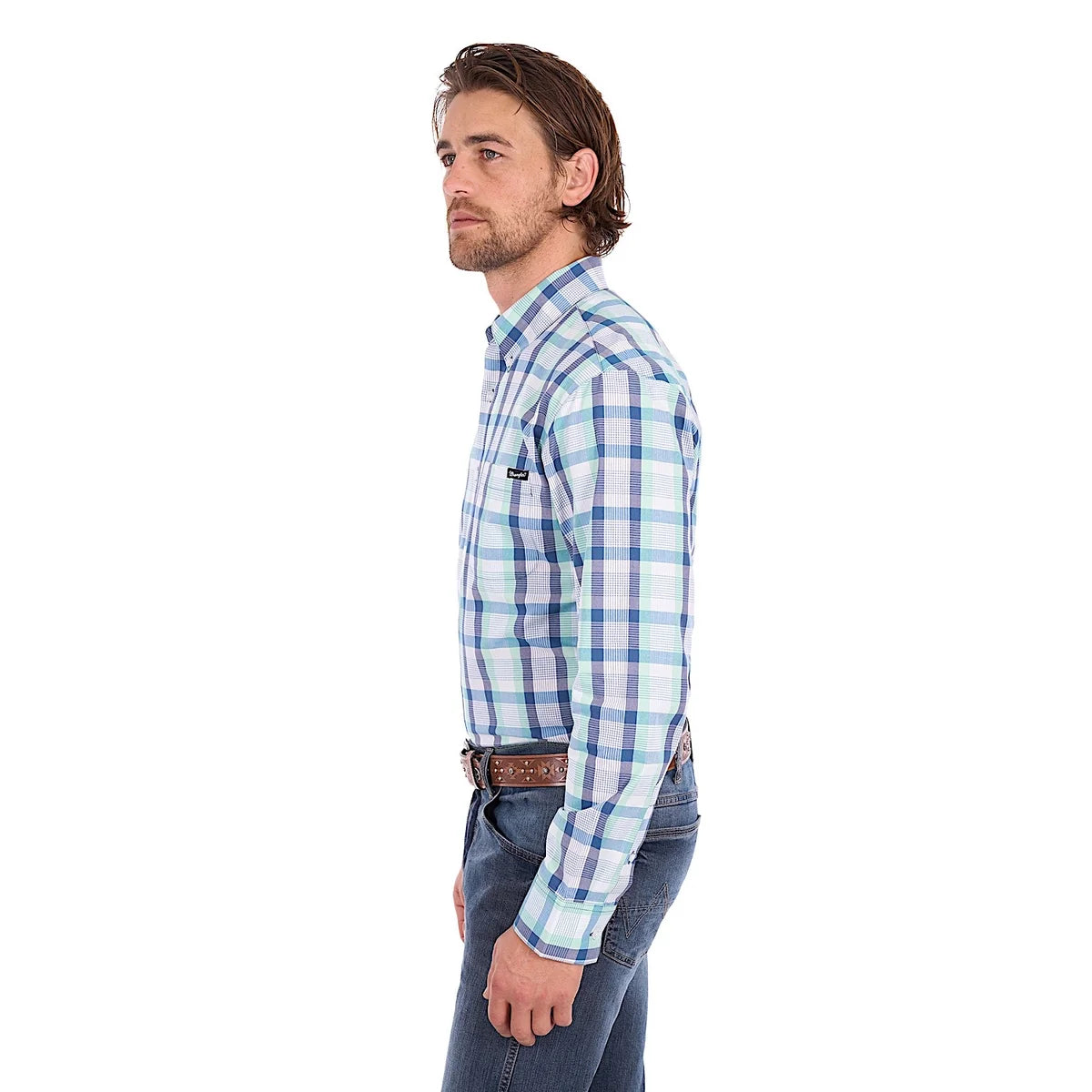 Men's Dale 1PKT Long Sleeve Shirt - Green/ Blue