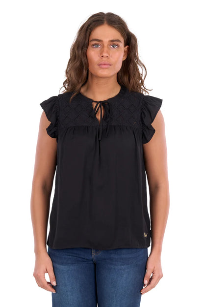 Women's Stella Short Sleeve Blouse - Black