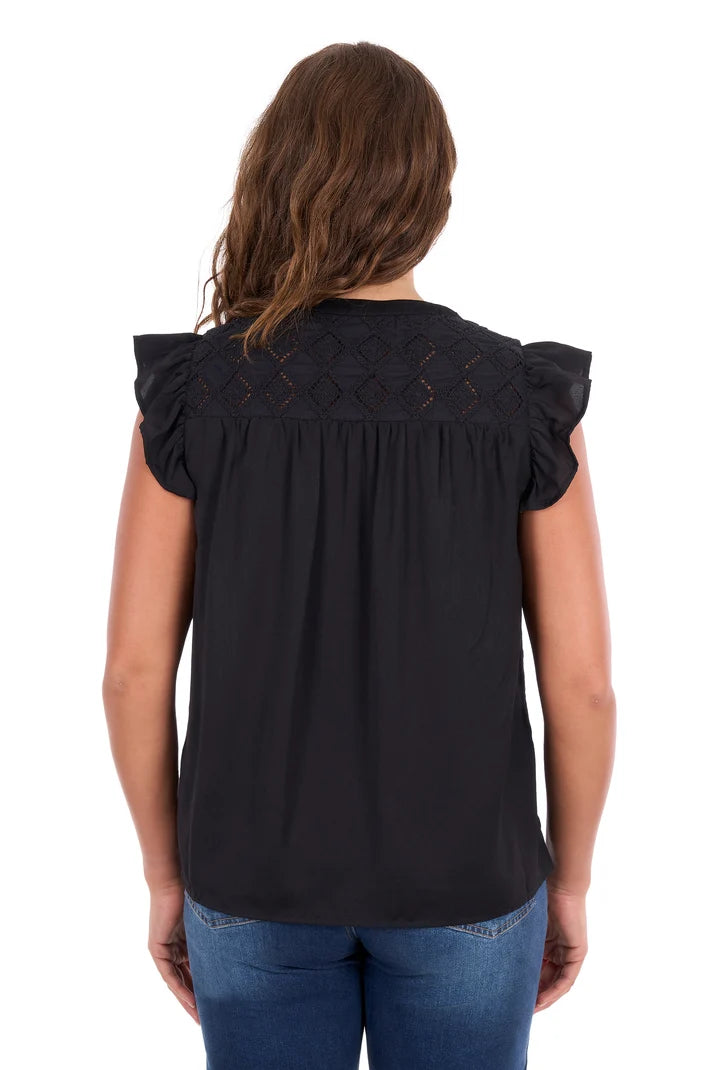 Women's Stella Short Sleeve Blouse - Black