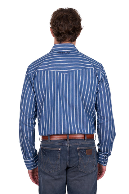 Wrangler Men's Roy L/S Shirt - Denim/White