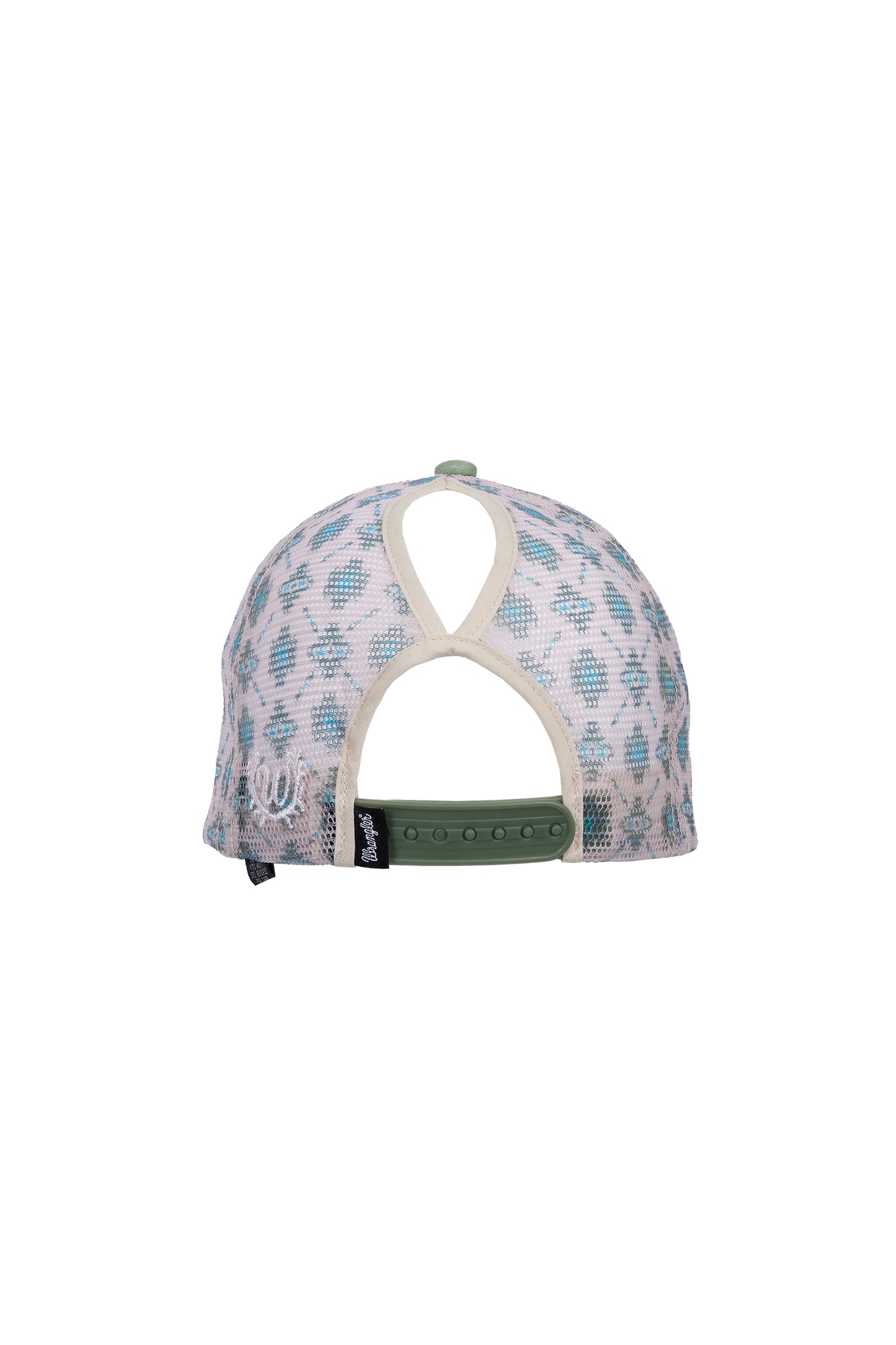 Wrangler Nat High Profile Ponytail Trucker Cap - Sage/Off White