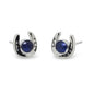 MCJ Sterling Silver Horseshoe CZ Stud Earrings - Blue