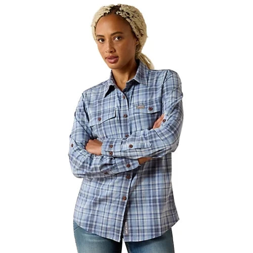 Ariat Women's Rebar Made Tough Durastretch Long Sleeve Work Shirt Coastal Fjord
