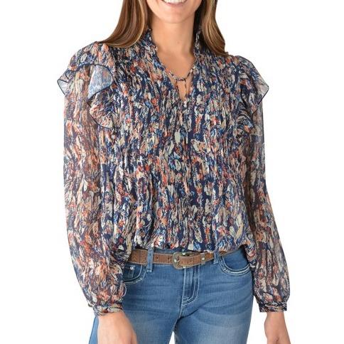 Pure Western Becca Ruffle L/S Top