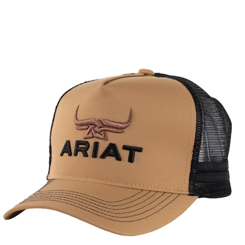 Ariat Trucker Cap ‘Bull Horn’ Snap Back Black/Khaki