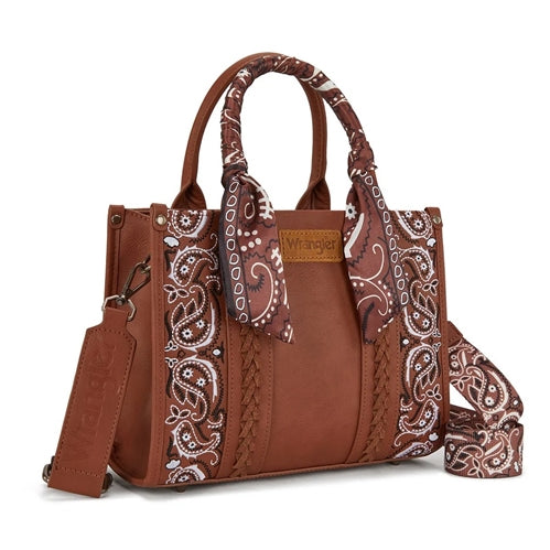 Wrangler Paisley Crossbody Tote Bag - Tan