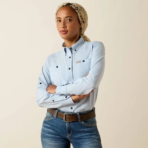 Ariat Women's Rebar Tough 360 Airflow Durastretch Long Sleeve Work Shirt Subdueb Blue