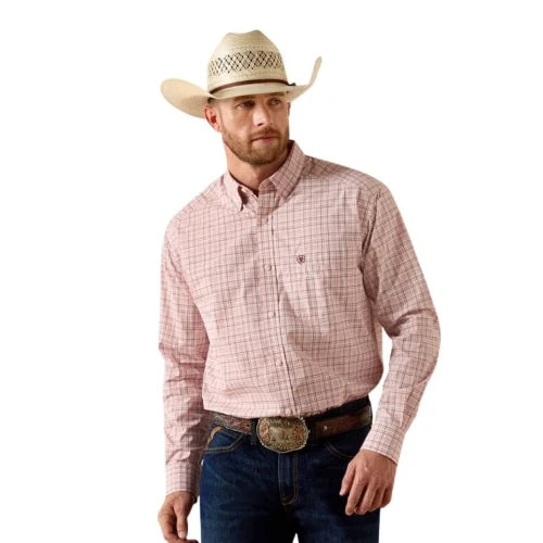 Ariat Men's Pro Series Theoden Classic Fit Long Sleeve Shirt Peach Plaid
