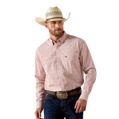 Ariat Men's Pro Series Theoden Classic Fit Long Sleeve Shirt Peach Plaid