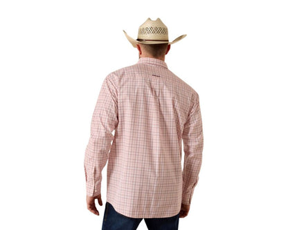 Ariat Men's Pro Series Theoden Classic Fit Long Sleeve Shirt Peach Plaid