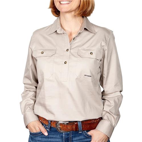 JUST COUNTRY Jahna Ladies Work Shirt Stone