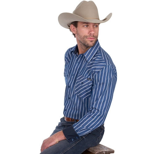 Wrangler Men's Roy L/S Shirt - Denim/White
