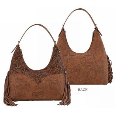 Wrangler Tooled Fringe Shoulder Bag - Tan
