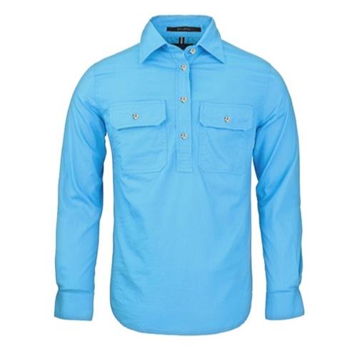 PILBARA COLLECTION Ladies L/S Cornflower Half Button
