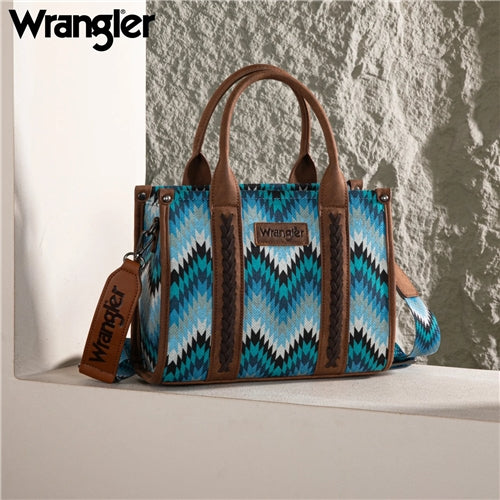 Wrangler Southwestern Pattern Dual Sided Print Tote/Crossbody - JEAN
