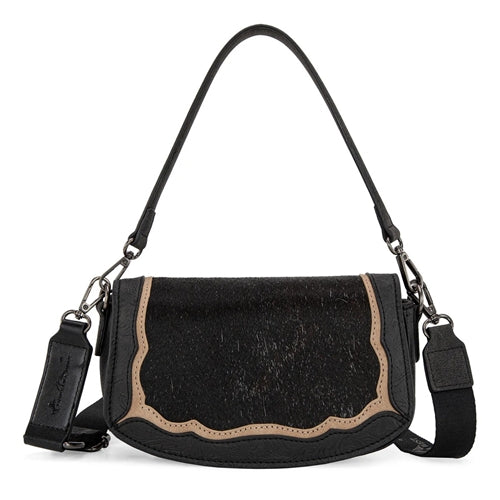 Montana West Hair-On Cowhide Mini Shoulder Bag/Crossbody/Clutch-Black