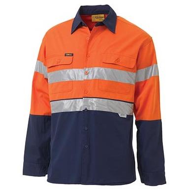 Mens L/S Cool Tape Org/Nvy