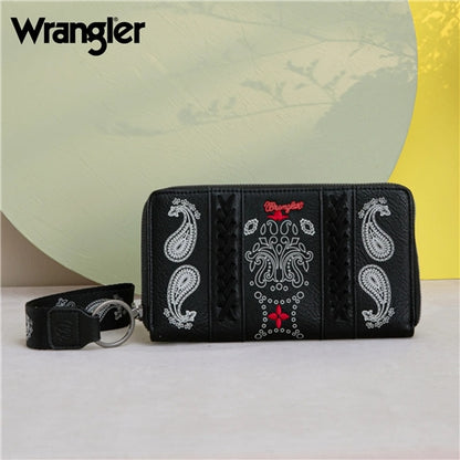 Wrangler Bandana Paisley Print Wallet -Black