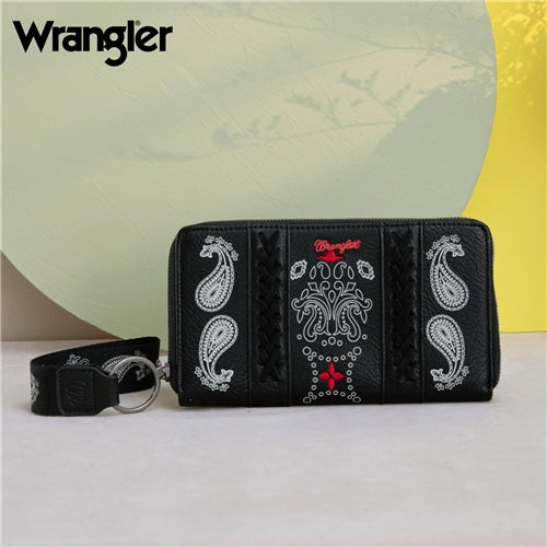 Wrangler Bandana Paisley Print Wallet -Black