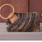 Trinity Ranch Genuine Hair-On Cowhide Ring Handle Wristlet Clutch Bag - Light Brown / Tan