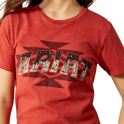 Ariat Girl's SW Logo Landscape Short Sleeve Tee Tobasco