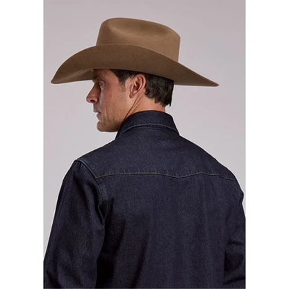 Stetson Men's Collection Long Sleeve Shirt/ Jacket - Solid Blue