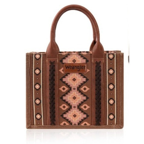 Wrangler Southwestern Print Small Canvas Tote/Crossbody - Dark Brown