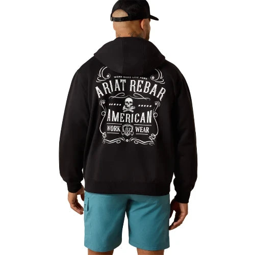 Ariat Men's Rebar Lightweight Label Full Zip Hoodie Black