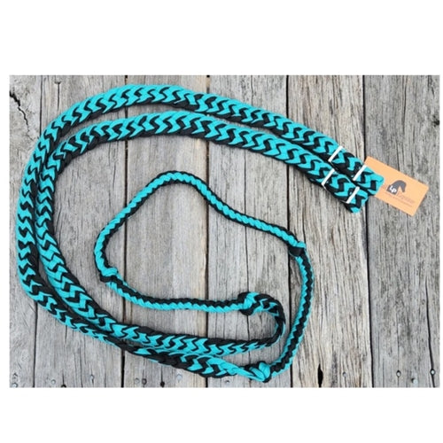 Braided Barrel Reins Turqousie & black - Toprail Equine - copy