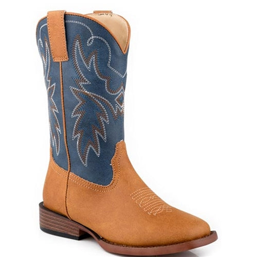Roper Big Kids Heritage Boots - Tan / Navy