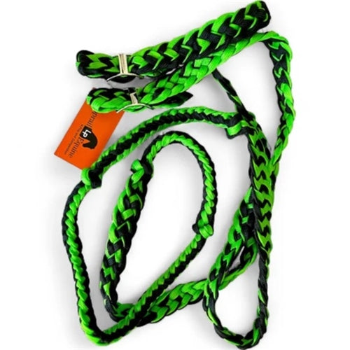 Braided Barrel Reins Lime/ Black- Toprail Equine - copy
